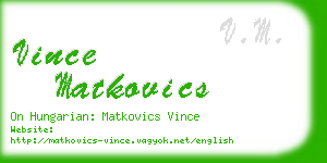 vince matkovics business card